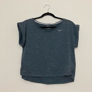 Nike dri-fit blue-green cuffed sleeve workout top
